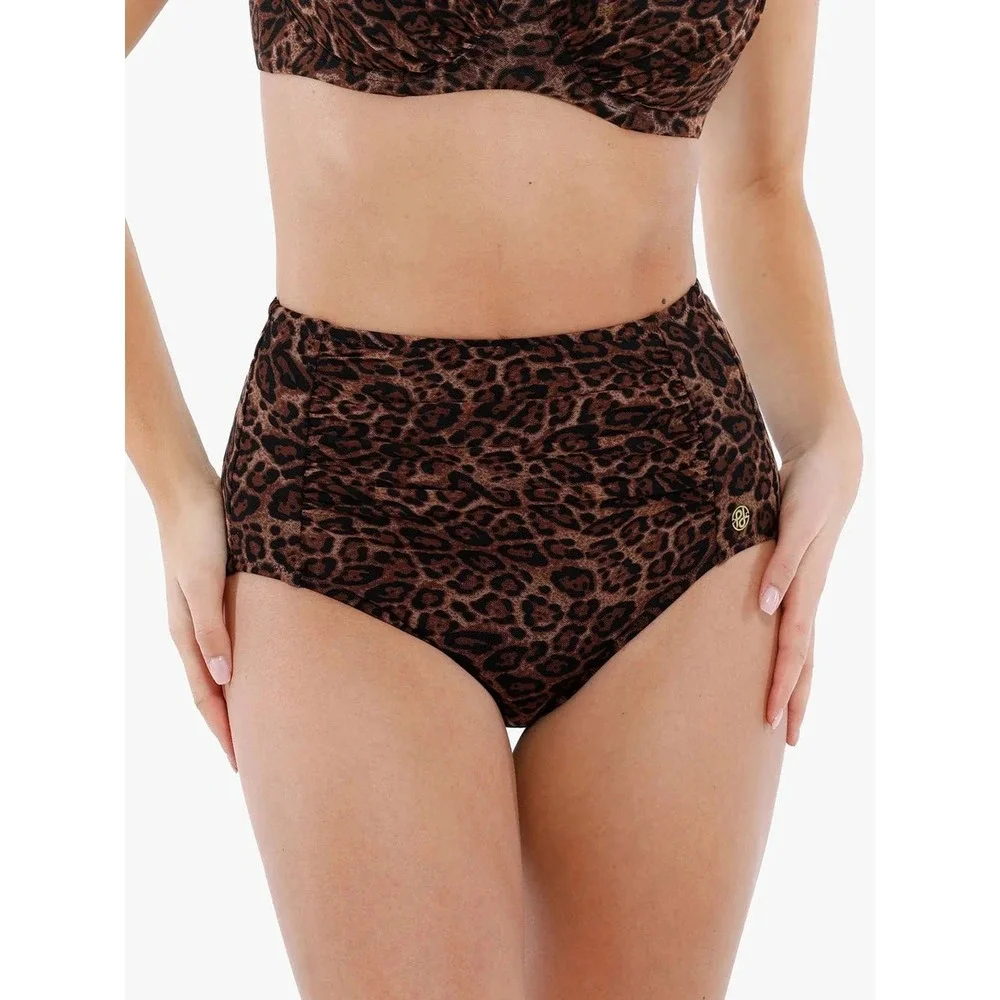 NEW Popilush Shapewear Ruched Tummy Control Bikini Brief Leopard Print XL